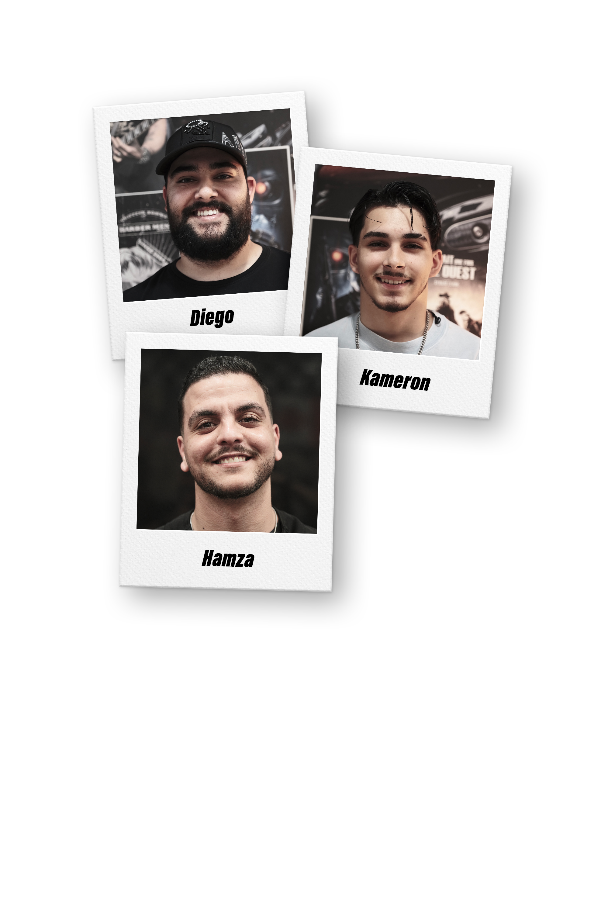 Equipe-polaroid-sete Votre équipe de barbier à BARBER MEN Sète.